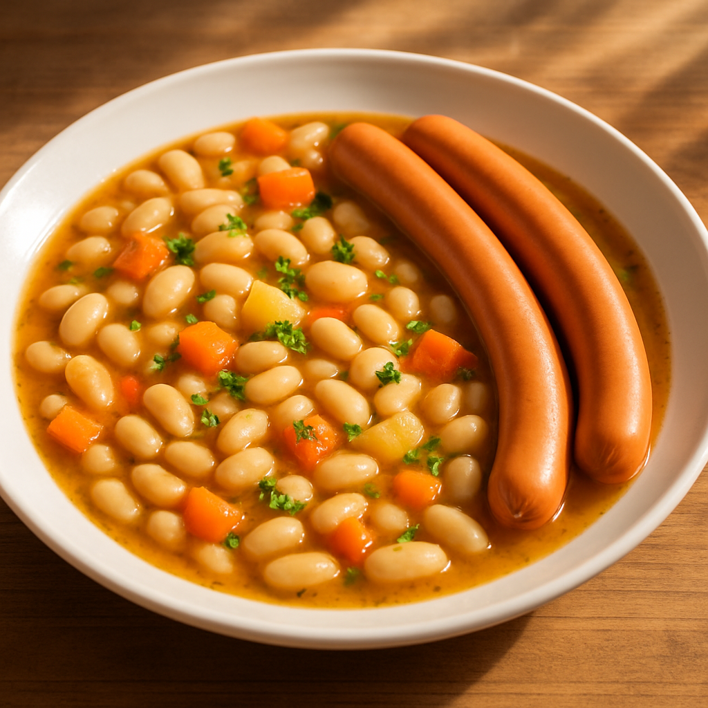 Weißer Bohneneintopf mit Wiener Würstchen